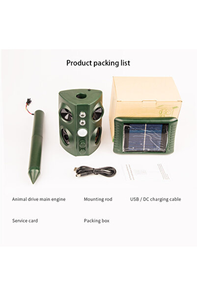 Choice SJZ-669-1PCS Solar Powered Ultrasonic LED Animal Repellent Rodent Dete...