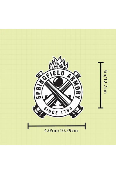 Choice ملصق فينيل أبيض اللون لخوذة سبرينغفيلد أرموري 1794 - ملصق متين مقاوم ل...