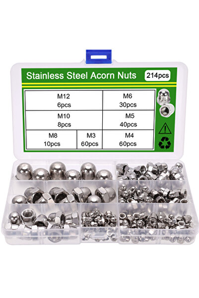 Choice 214 قطعة من صواميل غطاء سداسية خارجية من الفولاذ المقاوم للصدأ، صامولة...