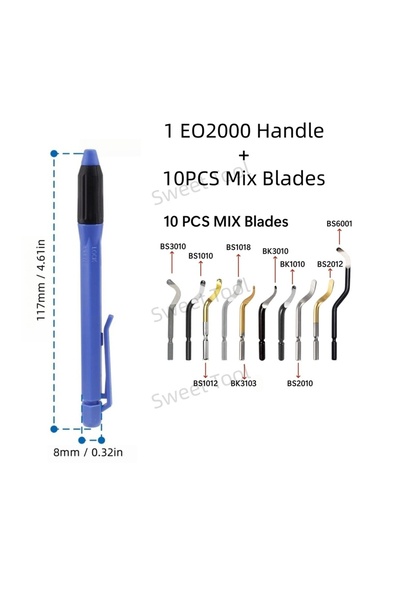 Choice EO2000 X 10PCS MIX EO2000 Deburring Tool Set with 10PCS Replacement Bl...
