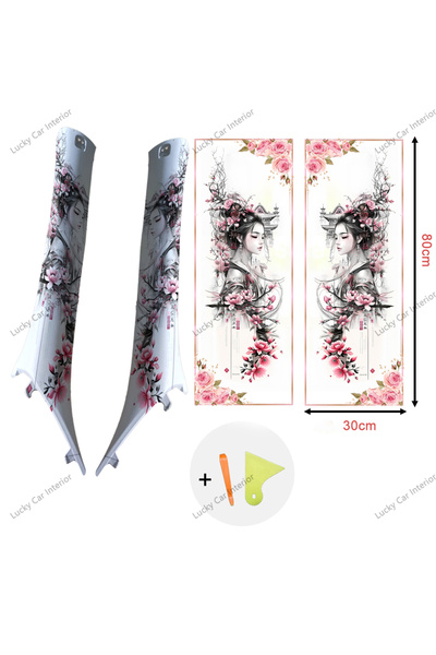 Choice زوج واحد من ملصقات السيارات الوردية بتصميم زهرة الغيشا، ملصقات لتزيين ...