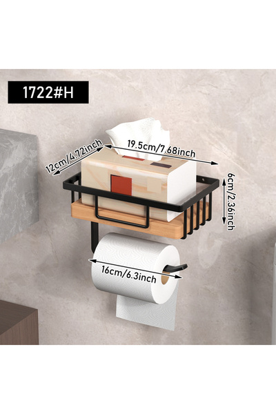 Choice 1722H Wooden tissue holder, toilet shelf, non drilling self-adhesive t...