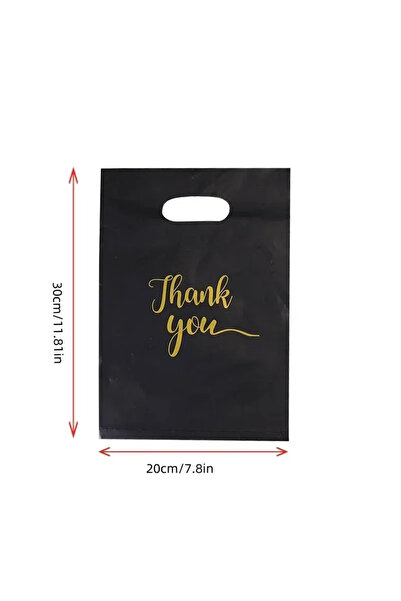 Choice5 100pcs 20x30cm 10/50/100PCS Black Thank You Bag Plastic Handheld Than...
