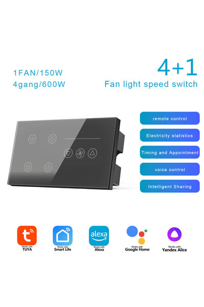 Choice1 مفتاح إضاءة ومروحة ذكي يعمل بتقنية الواي فاي من تويا، رقم الموديل 143...