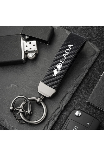 Choice Black Car Carbon Fiber Style Keychain Microfiber Leather Key Chain For...