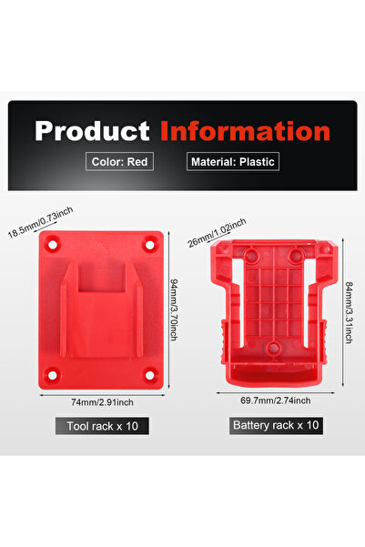Choice 20pcs 20pcs Tool Holders and Battery Holder for Milwaukee M18 18V Wall...