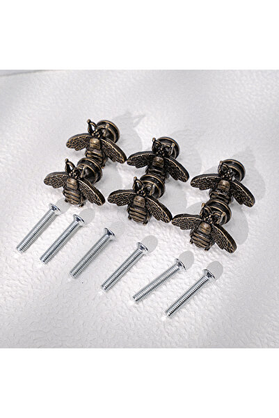 Choice مجموعة من 6 قطع من مقابض معدنية عتيقة على شكل نحلة لأدراج خزانة المجوهرات