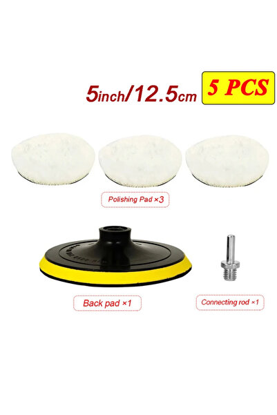 Choice3 طقم تلميع مكون من 5 قطع، عجلة صوف 5 بوصة (125 مم)، مناسب لماكينات الت...