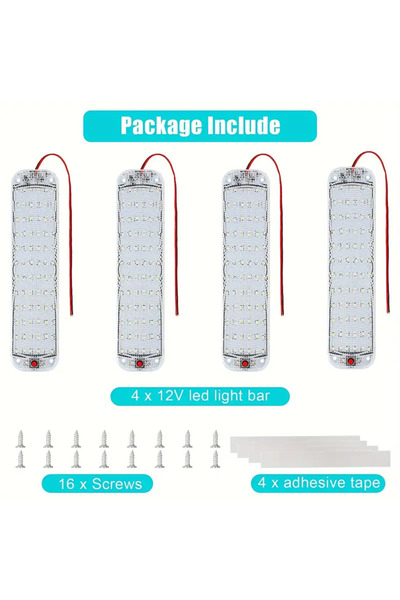 Choice 4 قطع 12 فولت 24 فولت 72 مصباح LED شريط إضاءة سقفية للمركبات الترفيهية...