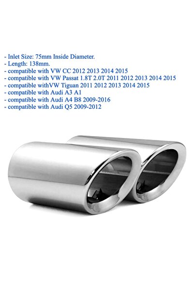 Choice4 75mm Silver Exhaust Muffler Tips For Audi A1 A3 A4 A5 A6L Q3 Q5 Q7 Fo...