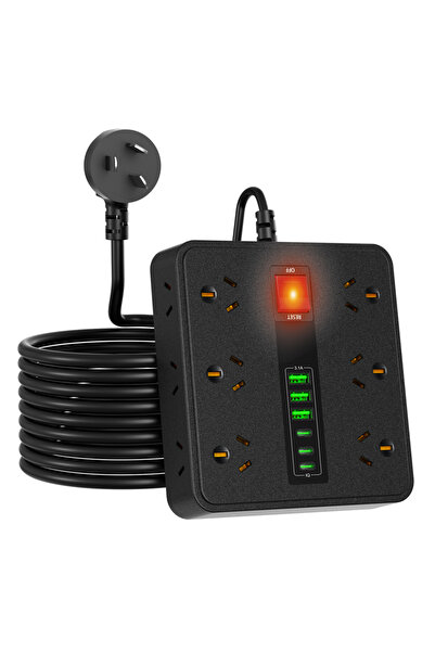 Choice 100-250V AU 12AC 6USB black 18 in 1 Desktop Power Board with 3 USB-A a...