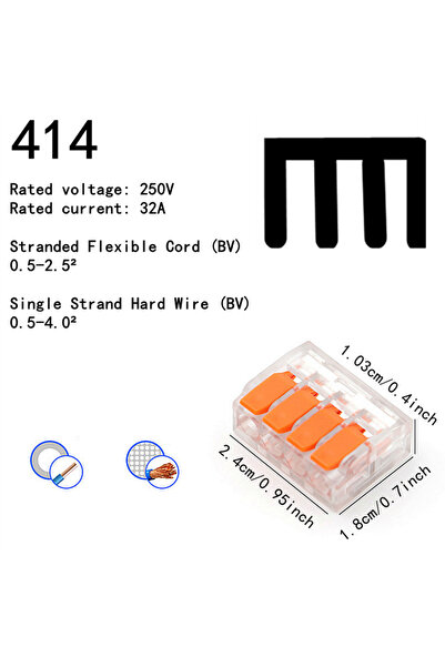 Choice5 10PCS PCT 414 2/3/4/5-Port Orange Universal Type Quick Plug-in Termin...