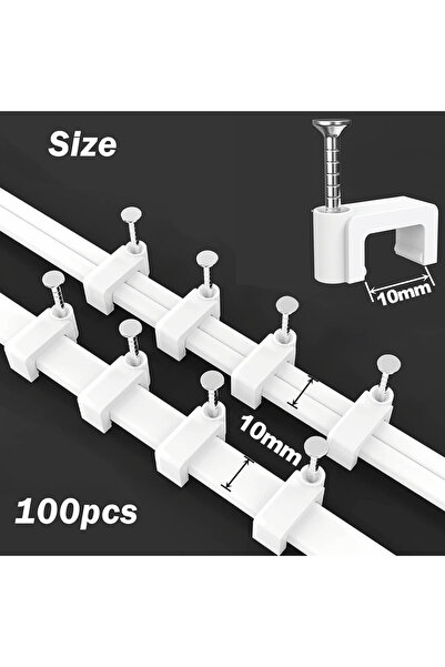 Choice4 10mm 100pcs cable clips with steel nails，white flat square electrical...