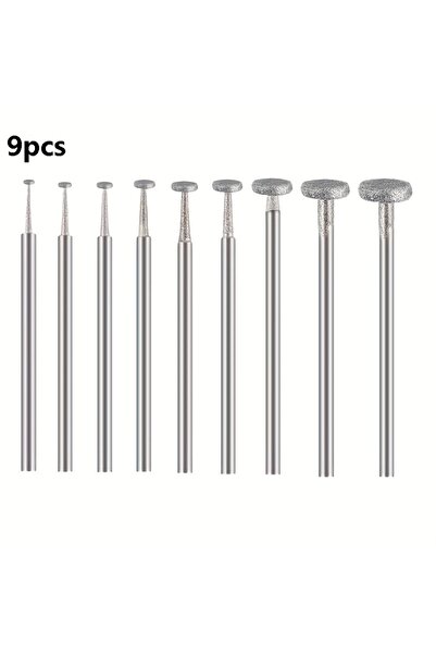 Choice 9PCS 9pcs Diamond Grinding Burr, 3/32 Inch Shank Stone Carving Bits Fo...