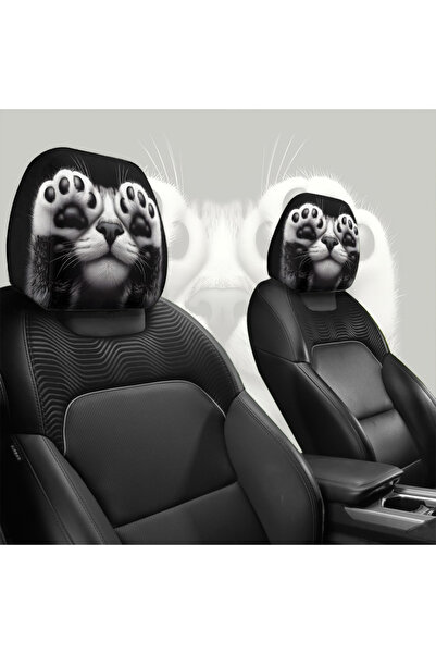 Choice TZT182 2pcs cute cat paw print car headrest covers, retractable, suita...
