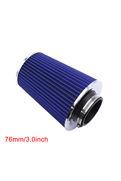 choice2 فلتر هواء مخروطي عالمي أزرق 76 مم، متوفر بأحجام 76 و89 و101 مم، مع مش...