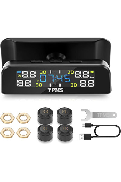 Choice نظام مراقبة ضغط الإطارات المُحدَّث (TPMS) مع 4 مستشعرات خارجية وشاشة L...