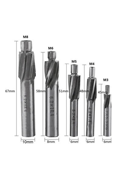 Choice 5pcs 5pcs Countersink End Mill Cutter Slot Drill Bits Tool M3 M4 M5 M6...