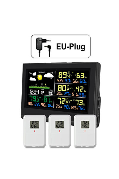 choice2 FT0850-EU 3 Sensors + 5.3" Large Screen Wireless Weather Station Hygr...
