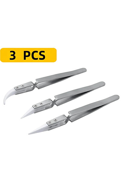 choice2 3 PCS Ceramic Cross Lk Reverse Stainless Steel Tweezers White Ceramic...