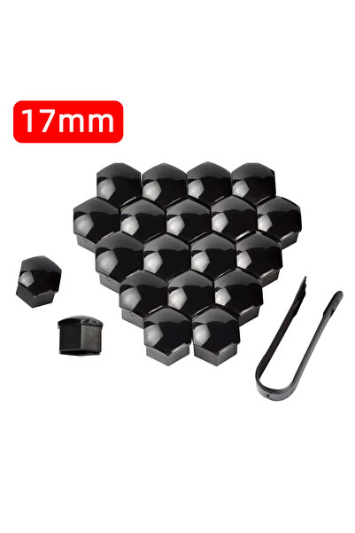 Choice1 20 قطعة من أغطية صواميل عجلات السيارات السوداء مقاس 17 مم (17/19/21 م...