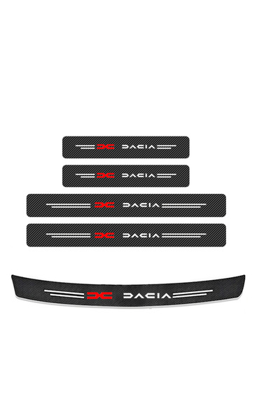 Choice 5 قطع - أحمر - داسيا 4 قطع ملصق عتبة من ألياف الكربون للسيارات ملصق حم...