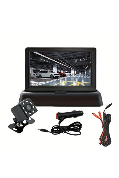 Choice نظام كاميرا احتياطية قابلة للطي مقاس 4.3 بوصة باللون الأسود مع رؤية لي...