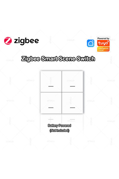 Choice1 Type 2 Tuya ZigBee Wireless 4 Gang Scene Switch Push Button Controlle...
