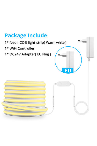 Choice23 طقم 5 أمتار، أبيض دافئ، شريط إضاءة LED سيليكوني 24 فولت COB من Tuya،...