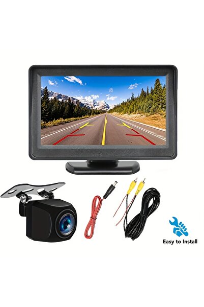 Choice أسود [طقم كاميرا الرؤية الخلفية بشاشة عالية الدقة 10.92 سم]