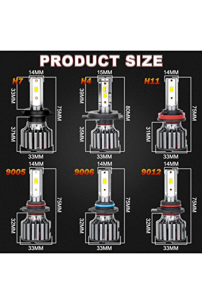Choice H4 WHITE 2pcs H7 12V Bulbs 9005/HB3 9006/HB4 H1 H4 H11 9012 Super Brig...