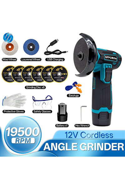 Choice آلة طحن زاوية كهربائية محمولة لاسلكية من هيبكرون بجهد 12 فولت، مزودة ب...