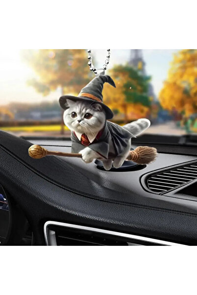 Choice Grey Car Acrylic Pendant With Lanyard Easy To Hang Cute Animal Cat Car...