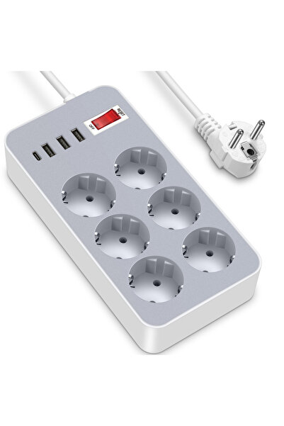 Choice 1PC 10-in-1 EU Power Strip | 6AC+3USB-A+1USB-C 30W Fast Charge | Surge...