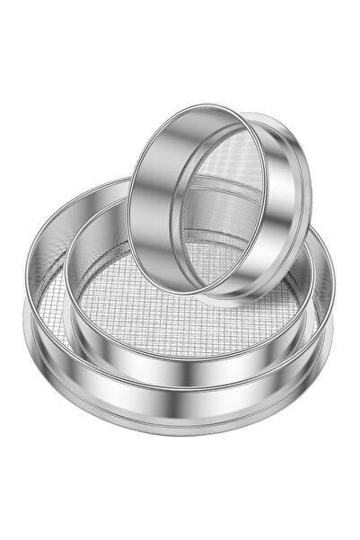 Choice مجموعة مناخل تربة فضية اللون مكونة من 3 قطع، مصنوعة من الفولاذ المقاوم...