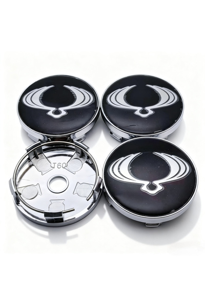 Choice 4 قطع غطاء عجلة T60 شعار سانج يونج 60 مم أسود فضي 4 قطع شعار سانج يونج...