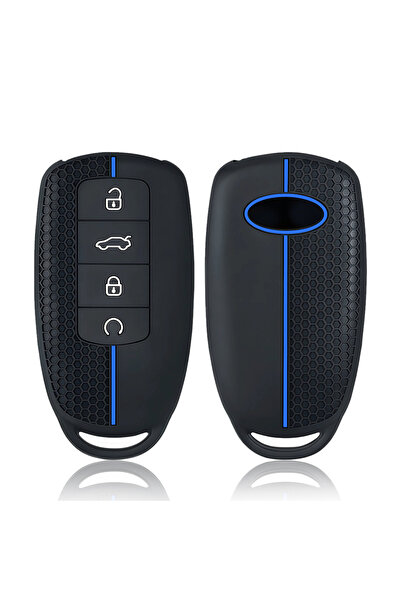 Choice غطاء مفتاح سيارة من السيليكون الأزرق لسيارات شيري أومودا C5 5 fx 7 تيج...