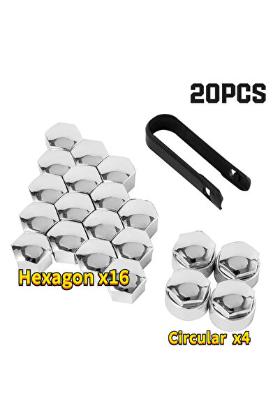 Choice setA 20Pcs Wheel Nut Cap 17mm Chrome Wheel Bolt Nut Caps Covers Univer...