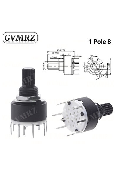 choice2 1 Pole 8 1PCS SR16 Plastic 16MM Rotary Band switch 2 Pole 3 4 positio...