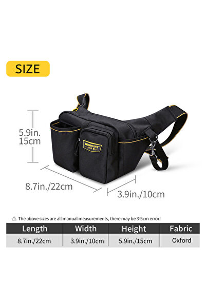 Choice حقيبة خصر سوداء سميكة لأدوات الكهربائي، قطعة واحدة، متعددة الوظائف، مص...