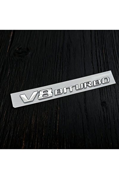 Choice3 شعار V8 BITURBO ثلاثي الأبعاد مسطح من الكروم ABS، حروف سوداء مطلية با...