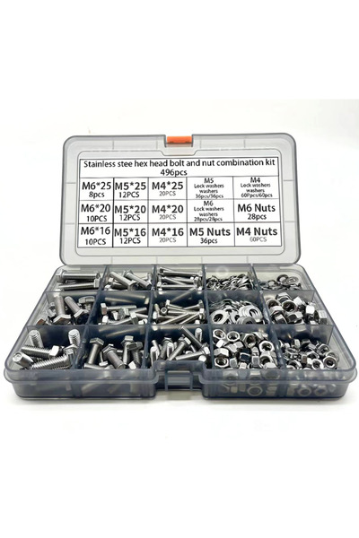 Choice مجموعة براغي وصواميل سداسية الرأس من الفولاذ المقاوم للصدأ، 496 قطعة -...