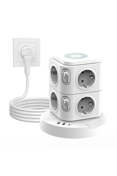 Choice لوحة توزيع كهربائية بيضاء من الاتحاد الأوروبي بثمانية منافذ تيار متردد...