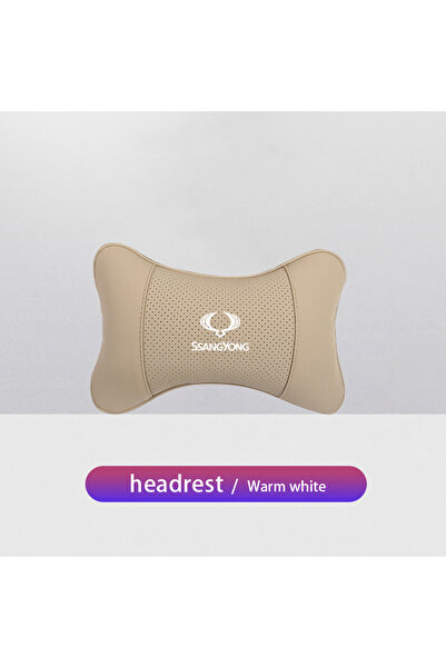 Choice3 وسادة رأس مقعد السيارة بيج اللون، قطعة واحدة، مزودة بشعار السيارة، وس...