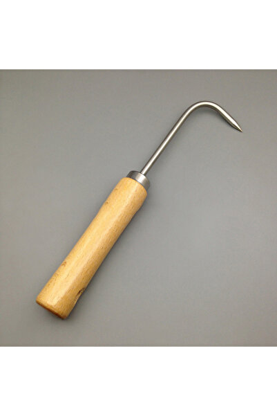 Choice خطاف أبيض 【E】 بطول 21.5 سم مصنوع من الفولاذ الكربوني المتين، بمقبض خشب...