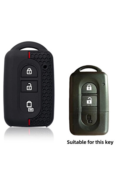 Choice غطاء حماية مفتاح سيليكون أسود وأحمر لاين 2 لسيارات نيسان ميكرا، إكس تر...