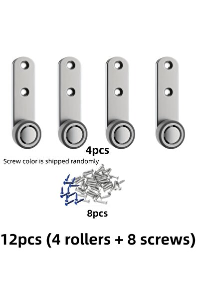 Choice Silver 12pcs Heavy-Duty Silent Sliding Door Wheels, 4 Rollers & 8 Scre...