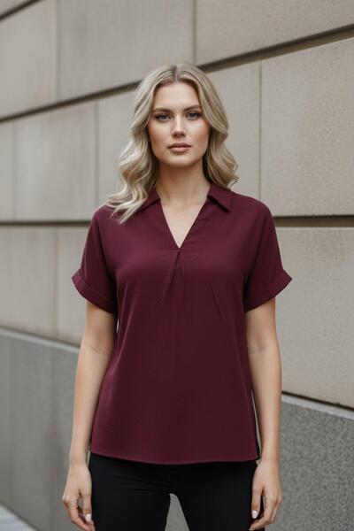 Mossta Bluza kratkih rukava Tkano Viskoza - bordo crvena