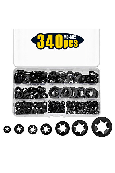 Choice 340 قطعة (M3-M12) 340 قطعة من حلقات التثبيت الداخلية ذات الأسنان، مجمو...