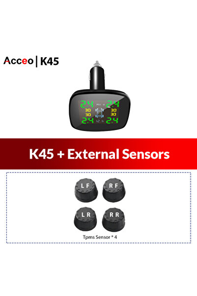 Choice مستشعر خارجي - نظام مراقبة ضغط الإطارات ACCEO K45 للسيارة TPMS، 4 مستش...